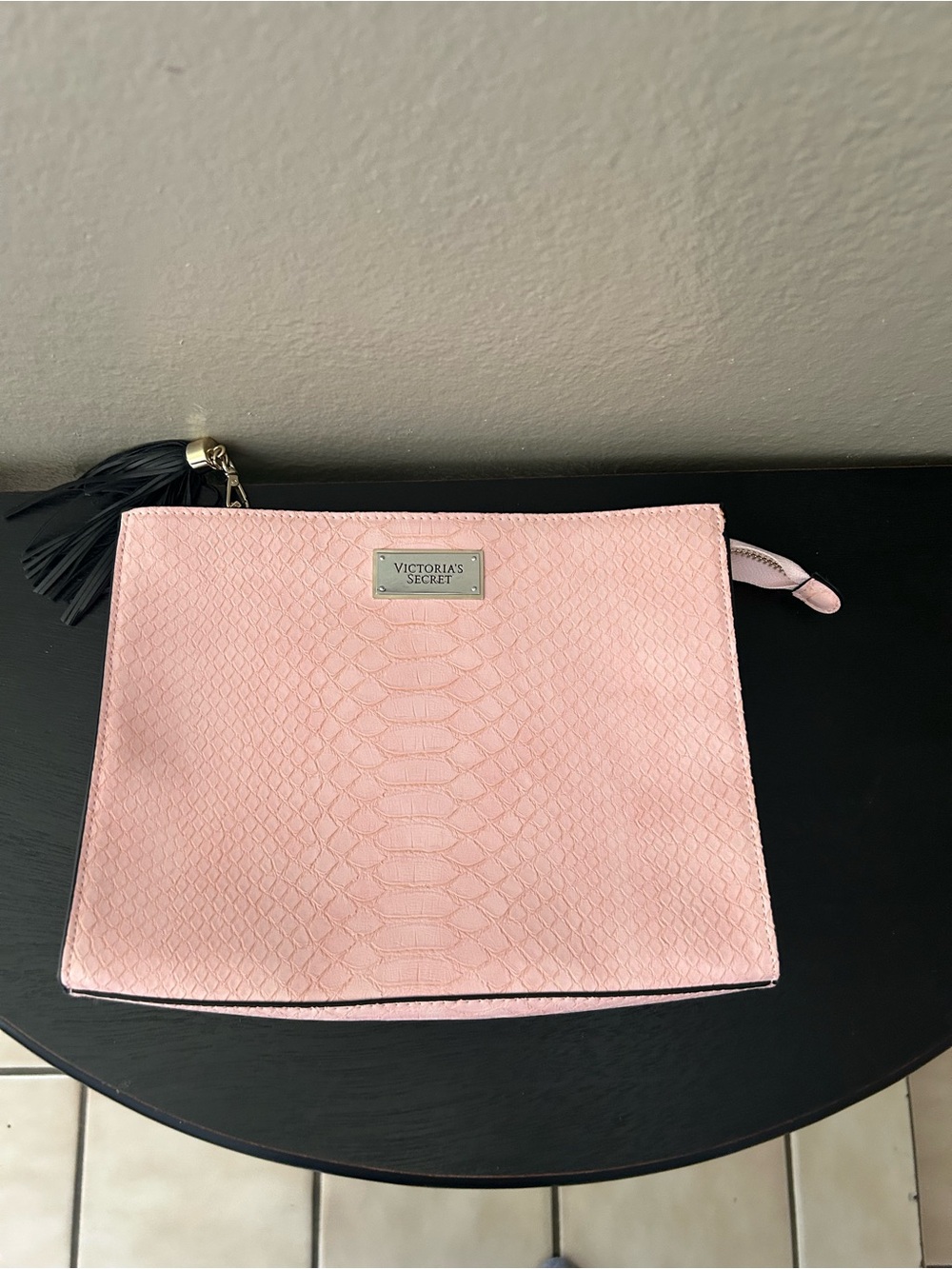 Victoria's Secret Light Pink Faux Snakeskin Wristlet Clutch